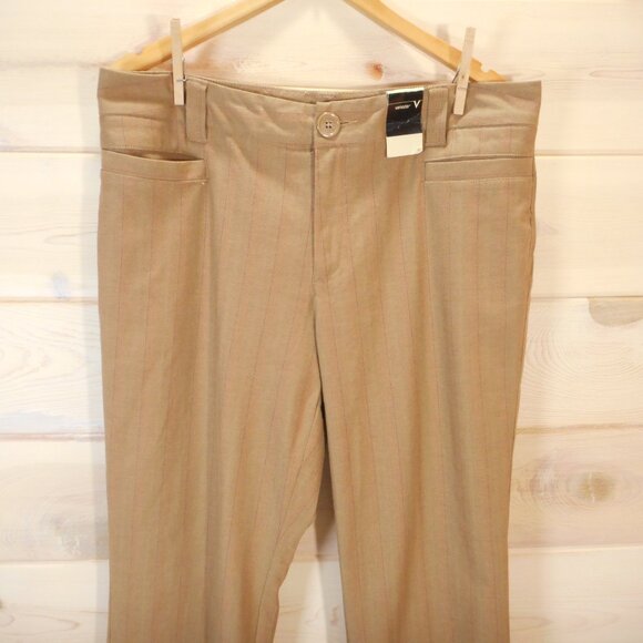 Venezia Women's size 16 Dress Pants Tan Pinstripe Stretch Careerwear Office NWT - Picture 2 of 9